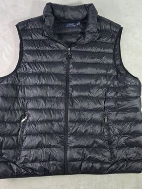 Polo Ralph Lauren Mens Black Water Repellent Packable Puffer Vest Down Size 3XLT